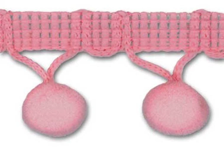 TRIMPPLACE Rosa 1-1/4" Bola Flecos con 1/2" Pom Pom 18 Yardas Foto 1 de 1