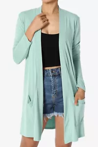 TheMogan S~3X Casual Long Sleeve Pocket Draped Jersey Knit Open Front Cardigan - Picture 1 of 182