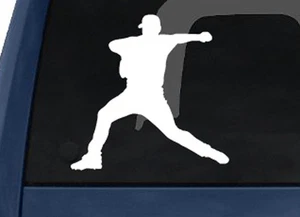 Sports Silhouette- Baseball Pitcher Fastball Version 1 - Car Tablet Vinyl Decal - Imagen 1 de 1
