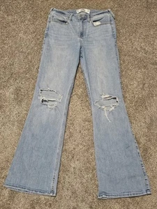 Hollister Curvy Hi Rise Flare Light Stretch Blue Jeans Size 11 R Distressed Y2K - Picture 1 of 10