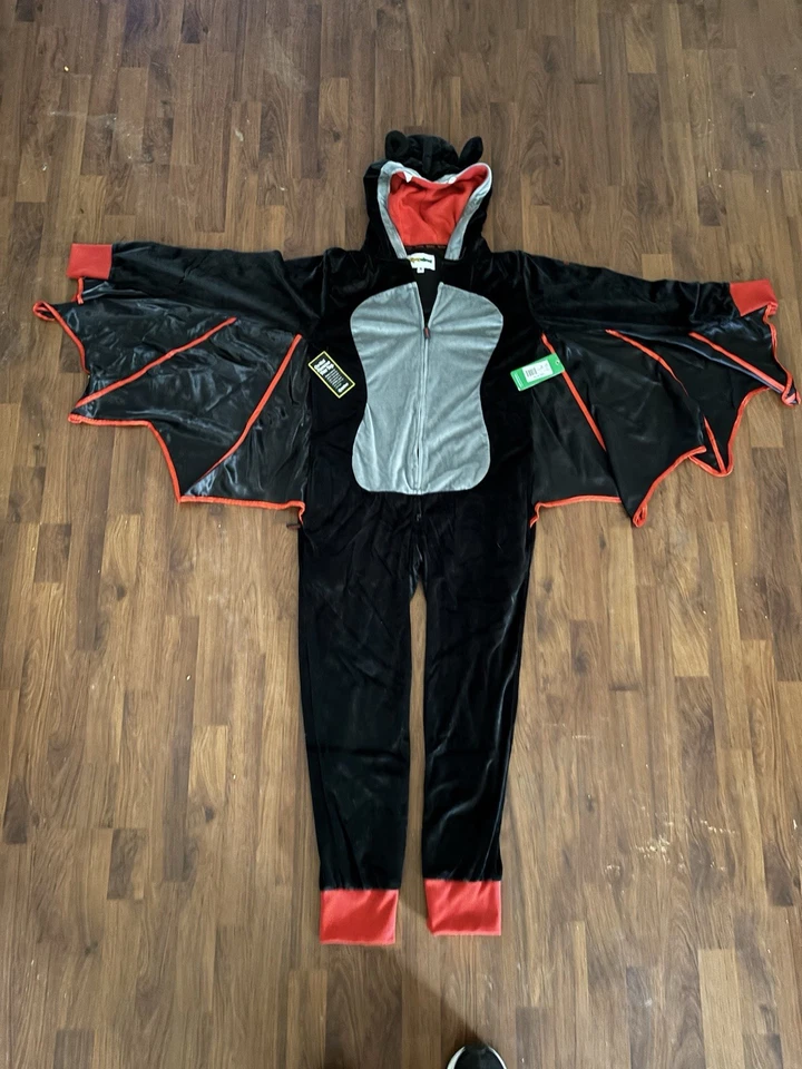 Mono Tipsy Elves Para Mujer XS Murciélago Cremallera Completa Disfraz de Halloween Terciopelo Con Capucha Foto 1 de 4