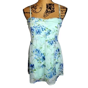 VTG Y2K Abercrombie & Fitch Women's Floral Chiffon Babydoll Sleeveless Top XS  - Picture 1 of 8