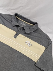 Colosseum Georgia Tech Yellow Jackets Striped Golf Polo Shirt Performance 3XL - Picture 1 of 8
