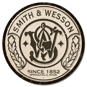Smith & Wesson Revolvers Sign Pistols Tin Metal Wall Garage Shop Decor 12'' ammo - Picture 1 of 6