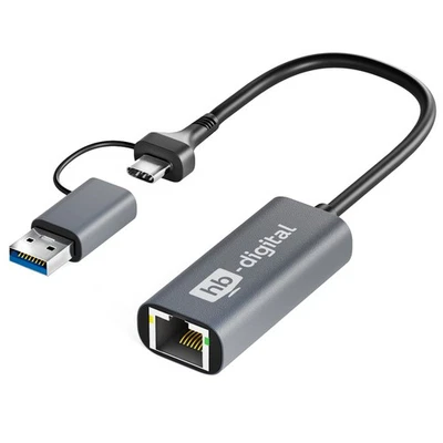 USB 3.0 Ethernet Adapter mit USB-C auf RJ45 1 Gigabit LAN 1000Mbps Kabelgebunden - Bild 1 von 4