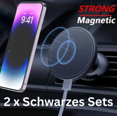 2x Handyhalterung Auto MagSafe Ladegerät für iPhone/Samsung  inkl Kabel & Magnet - Bild 1 von 4
