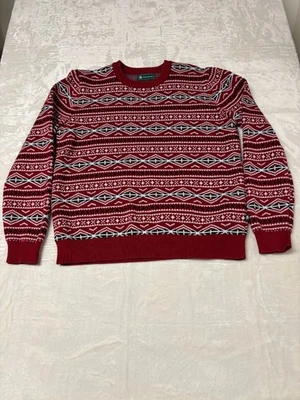 Brooks Brothers Boys Fair Isle Winter Sweater Red/Black/White Crew Neck Size 16Y - Image 1 of 4