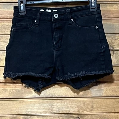 S.O.N.G. Curvy High Rise Junior Black Denim Cut Off Shorts Size 3/26 - Image 1 of 4