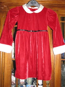 Bonnie Jean 4T red velour winter dress girls EUC long sleeve Christmas Santa - Picture 1 of 3