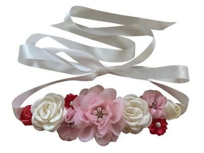 Flower Maternity Sash for Mom Baby Shower Pregnancy Belt for Gender Reveal - Image 1 of 4