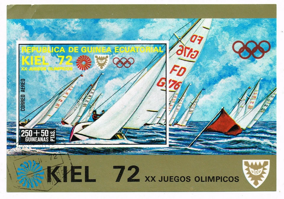 Hoja de recuerdo de los Juegos Olímpicos de Munich 1972 de Guinea Ecuatorial Sport A-3 Foto 1 de 1