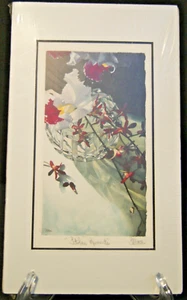 Watercolor Print Flowers Matted for Framing Signed Gallery Art 10 X 6  - Picture 1 of 9