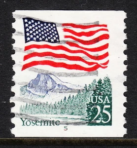 USA — SCOTT 2280a — YOSEMITE (MOTTLED TAGGING) #5 PNC — USED — RED INK IN NUMBER - Picture 1 of 2
