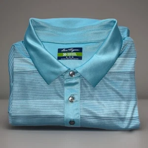 Ben Hogan XL Herren S/S Golf Poloshirt blau grau schwarz weiß gestreift Performance - Bild 1 von 19
