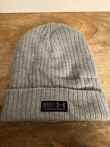 Under Armour Grey Beanie -One Size Cotton Unisex Hat (Pre-Owned)