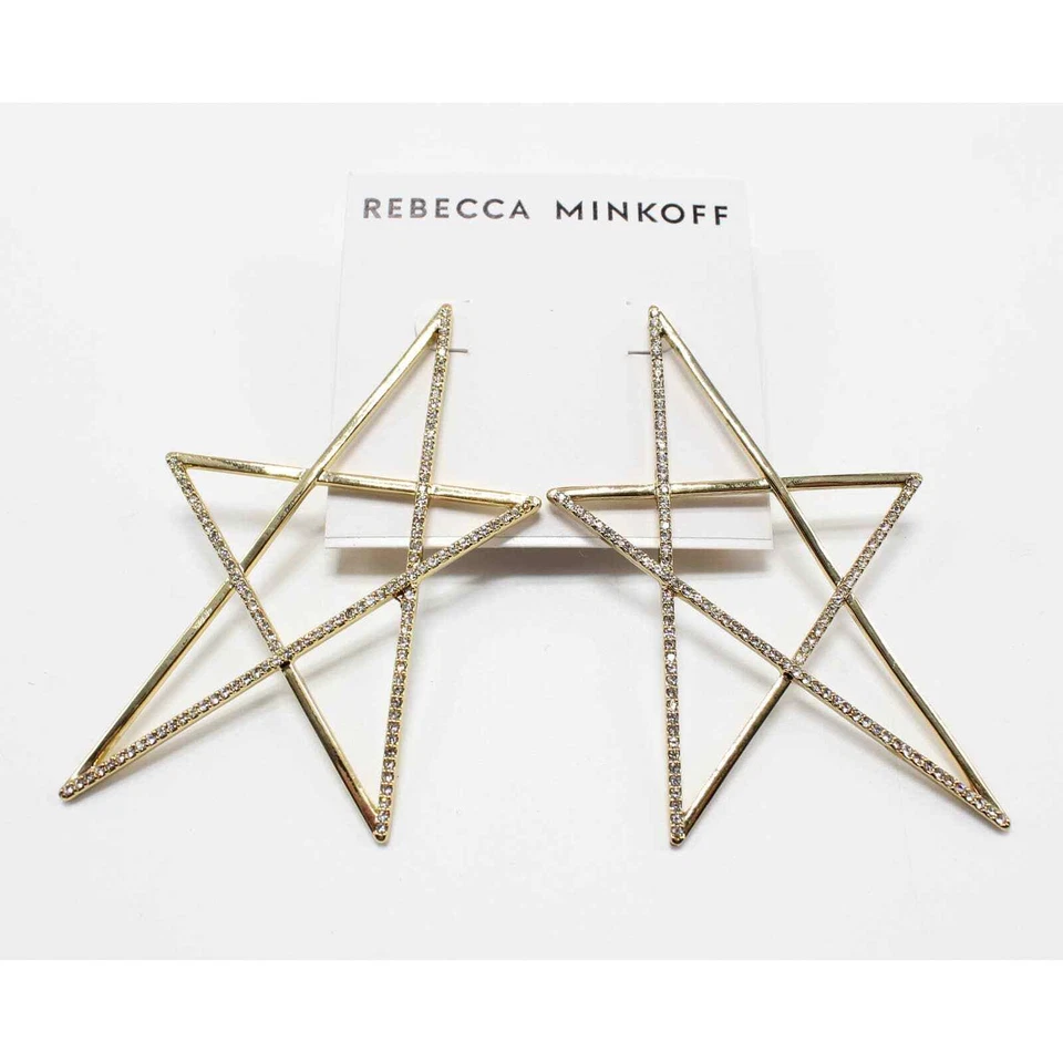 Rebecca Minkoff Women's E33237 Gold Tone Rhinestone Crystal Star Earrings OS