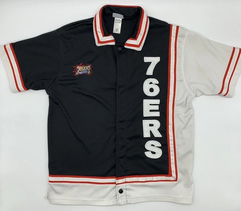 NBA Philadelphia 76ers Sixers NBA Warmup Jersey Jacket Youth L 12/14 Black READ Cover