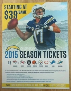 SAN DIEGO CHARGERS, RARE ! 2015 SEASON TICKETS ADVERTISEMENT WITH PHILIP RIVERS - Picture 1 of 1