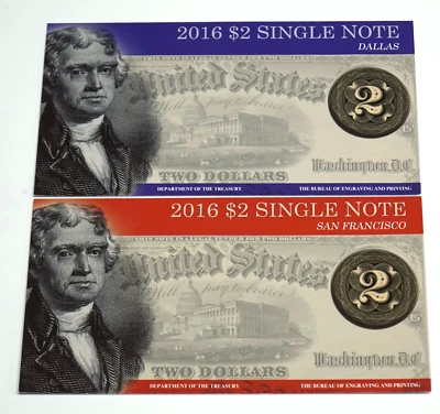 2016 $2 SINGLE NOTE SET, 2 - NOTES DALLAS & SAN FRANCISCO DISTRICTS - Image 1 of 4