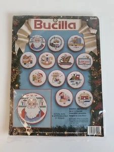 Vintage Bucilla Cross Stitch 83046 Santas Workshop Christmas Felt Needle 90s - Picture 1 of 9