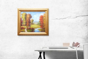 Paisaje impresionista 20x24 árboles en colores otoñales pintura al óleo. ¡En oferta!! - Imagen 1 de 3