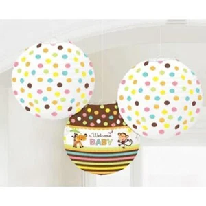 Fisher Price Welcome Baby Safari Hanging Birthday Party Lanterns 3 Pack - Picture 1 of 1