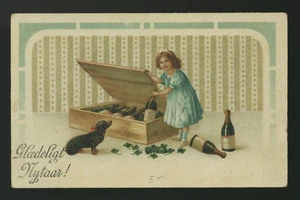 alte Postkarte-Post Card-QUADRIFOGLIO-Quatrefoil-Glück CHAMPAGNER WÜNSCHE - Bild 1 von 1