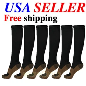 3Pair Compression Stockings 20-30 mmHg Knee High Therapeutic Socks Support Thigh - Picture 1 of 15
