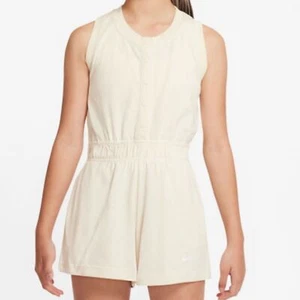 NWT Nike Girls Jersey Romper - Coconut Milk/ White GirlsXL - Picture 1 of 9