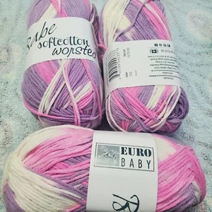 (3)103Euro Baby Babe soft cottonWorsted 3 Skeins 55%Acrylic 45%Cotton - Picture 1 of 3