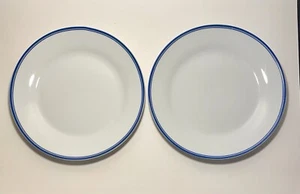 Williams Sonoma Open Kitchen Bistro Salad Plates Blue Rim 9" Set Of 2 - Picture 1 of 15