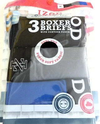 Men's IZOD Saltwater Boxer Briefs Medium 3 Pack Black Gray and Blue size Medium - Image 1 of 4