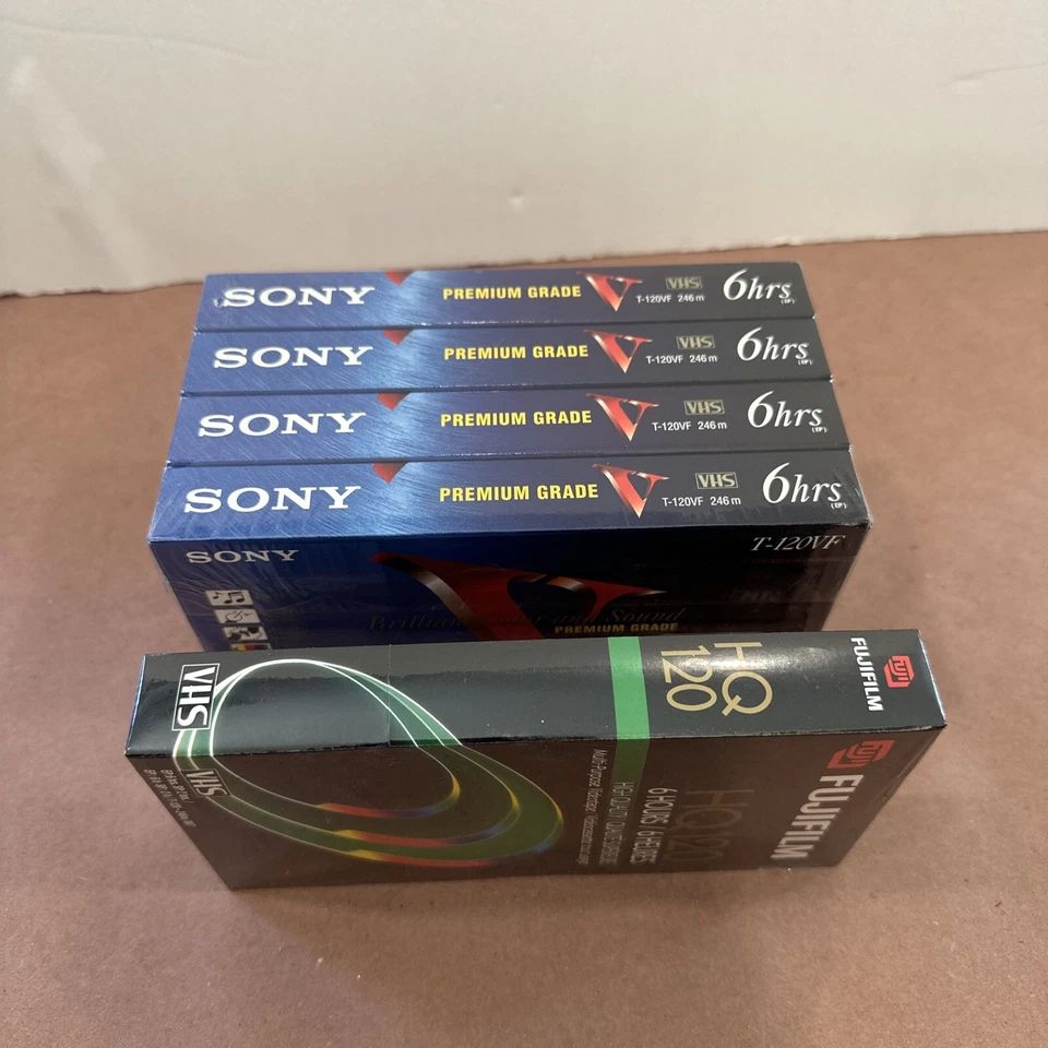 Sony 6 Hrs T-120 VHS 5 VCR Tapes Blank Premium Grade