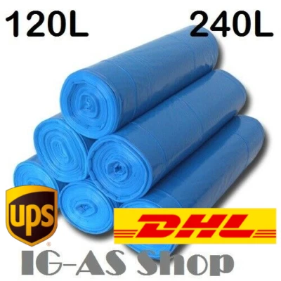 60L 120L 200L 240L Müllsäcke Schwarz Blau auch mit Zugband Abfallbeutel Mülltüte - Bild 1 von 2