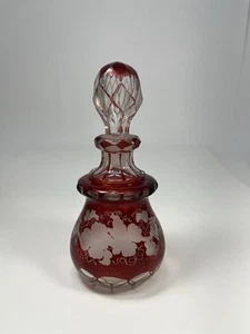 Antique Victorian Glass Perfume Bottle/ Stopper Red 5.5 Inches Tall - Picture 1 of 12