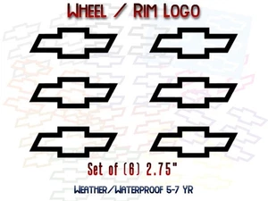 6) 2.75" Chevy Bowtie Logo Decal Wheel Center Caps Vinyl Sticker Chevrolet Truck - Picture 1 of 3