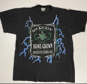 Camiseta De Colección Años 90 EE. UU. Thunder Ass Kickin' Home Grown Weed XL Americana - Imagen 1 de 6
