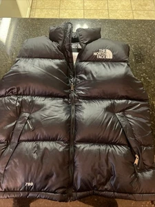 The North Face Nupste 700 Down Puffer Vest Mens Size Large Black With Hood - Picture 1 of 11