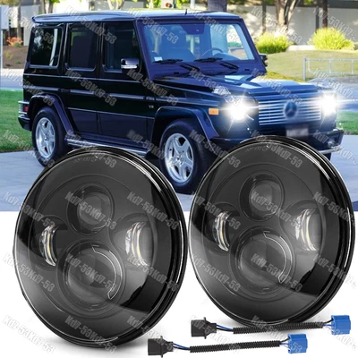 Faróis de LED A+ 7 polegadas Mercedes Benz G500 G55 AMG para 2002 2003 2004 2005 2006 - Imagem 1 de 4