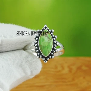Anello regalo in argento sterling 925 con pietra preziosa turchese rame verde... - Foto 1 di 4
