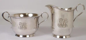 RARE Vtg Tiffany & Co Silver Soldered EP Handled Creamer & Sugar Bowl Set 509 - Picture 1 of 15