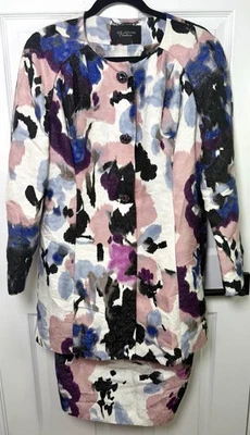 St. John Couture 2 Piece Suit Jacket Dress Sz US 12/14 Silk Blend Jewel Buttons - Image 1 of 4