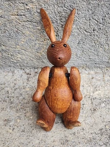 Vintage Kay Bojesen Wooden Wood Bunny Rabbit MCM Articulated 6 1/2” Toy - Picture 1 of 5