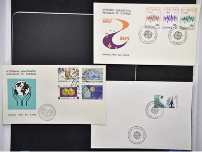 Cyprus CEPT 1972/79 Motiv SPACE, Cpl Sets on x3 Covers FDC, LOOK - Image 1 of 2