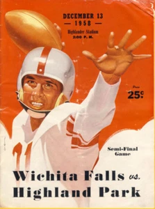 1958 4A Wichita Falls vs Highland Park Football Program - Bild 1 von 1