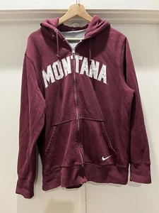 Vintage Nike Montana Grizzlies Hoodie mit durchgehendem Reißverschluss Herren Small Griz weinrot Y2K - Bild 1 von 7