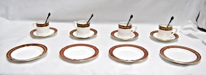 Coalport Red Wheat Bone China Ashtrays, Demitasse Cup, Saucer Sets & Spoon T2206 - Picture 1 of 24