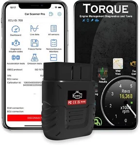 Bluetooth OBD2 Scanner Auto Diagnostic Tool for iOS & Android - Universal Use - Picture 1 of 7