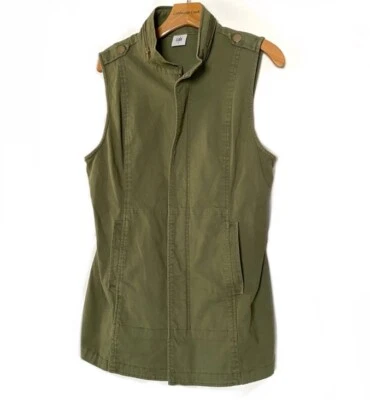 Cabi Green Explorer Vest Long S 4 6 Cotton Canvas Safari Military Style 5101 - Image 1 of 3