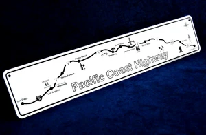 MAPA DE CARRETERA DE LA COSTA DEL PACIFIC -*HECHO EN EE. UU.*- Letrero de metal en relieve de 24" - Decoración de garaje cueva hombre - Imagen 1 de 12
